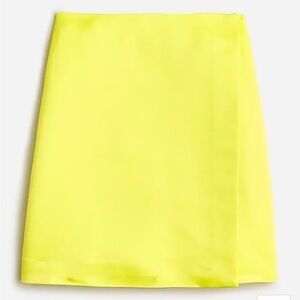 J. Crew Limited edition faux wrap mini skirt BP657 duchesse satin Yellow 0